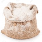 Burlap sack of white powder